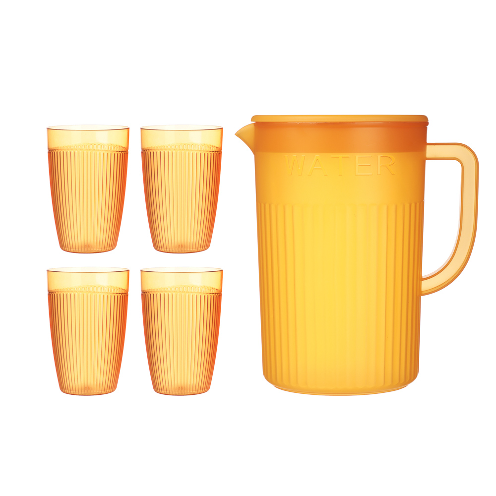 Набор кувшин для воды с крышкой 2л, 4 стакана, 2 цвета, пластик - #2