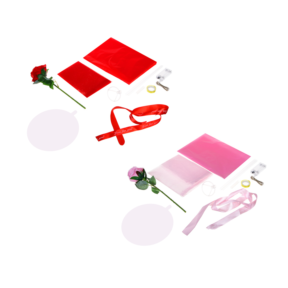 Шар воздушный 22см с декором (цветок, LED гирлянда) бумага, сетка, пластик - #2