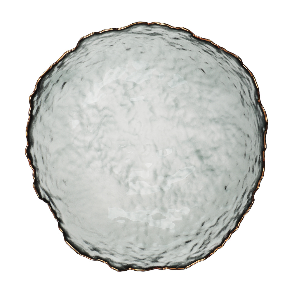 MILLIMI Салатник 20x20x9см, стекло, серый с золотой каймой - #5