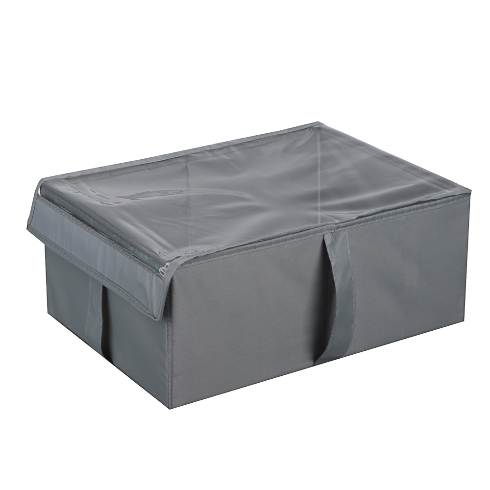 VETTA Короб с крышкой, с прозрачным окном, 25х35х15см, Швеция, полиэстер, серый - #1