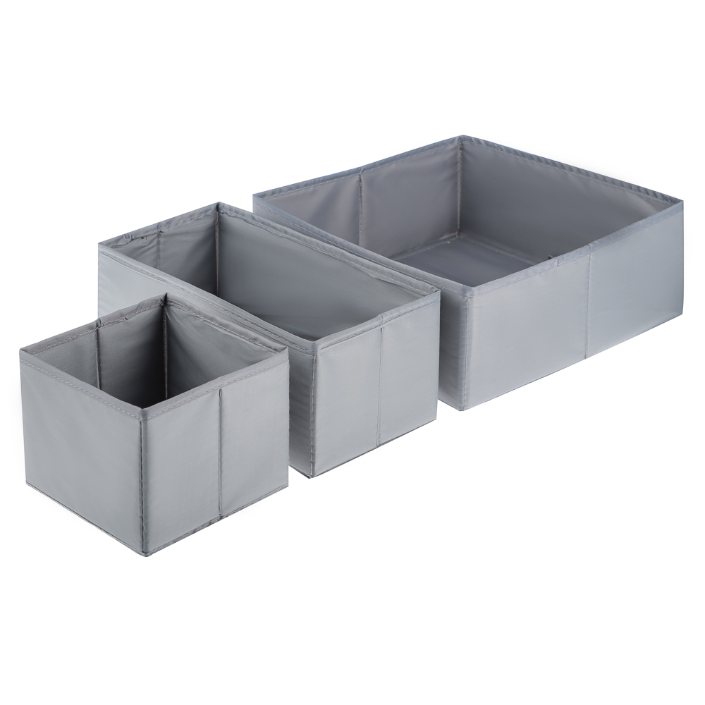 VETTA Короба без крышки, набор 3 шт., 28х28х12см, 28х14х12см, 14х14х12см, полиэстер, серый - #5