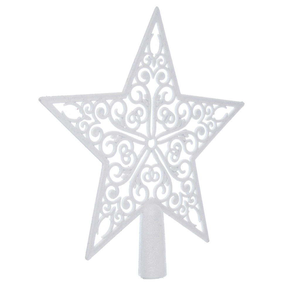 СНОУ БУМ Наконечник на елку “Звезда” 20.5x21.5 см, глиттер, белый, пластик - #2