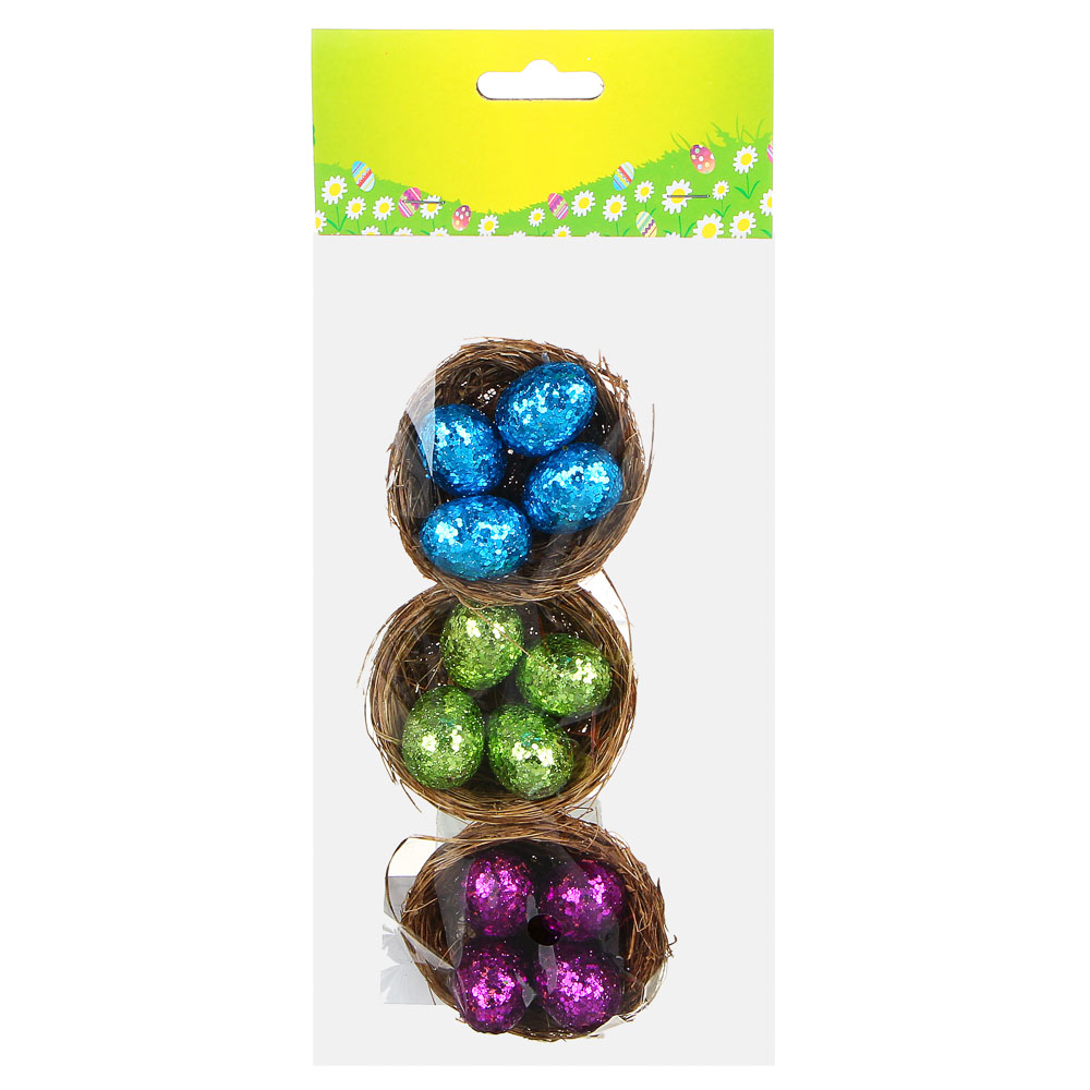 Декор "Пасхальный" в виде яиц в корзинке, набор 3 шт, 6,5-7 см - #4