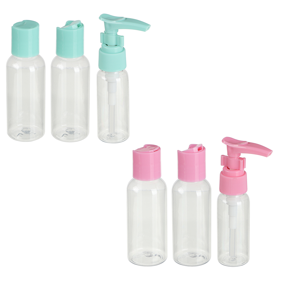 Набор для косметики дорожный 3 предмета (2 шт-50 мл, 1шт-30мл) тм ЮНИLOOK, пластик, 2 цвета - #1