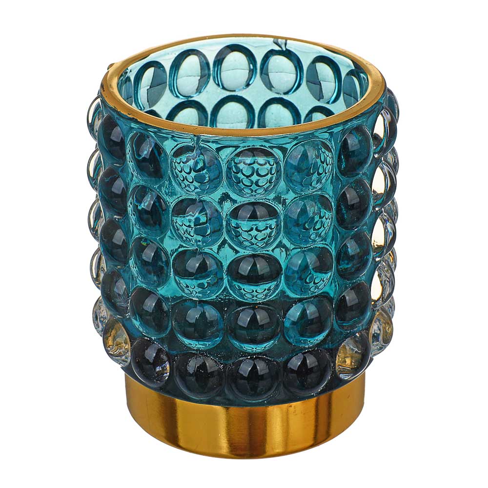 Стакан декоративный стеклянный под косметические кисточки, 8x8,5 см, синий - #1