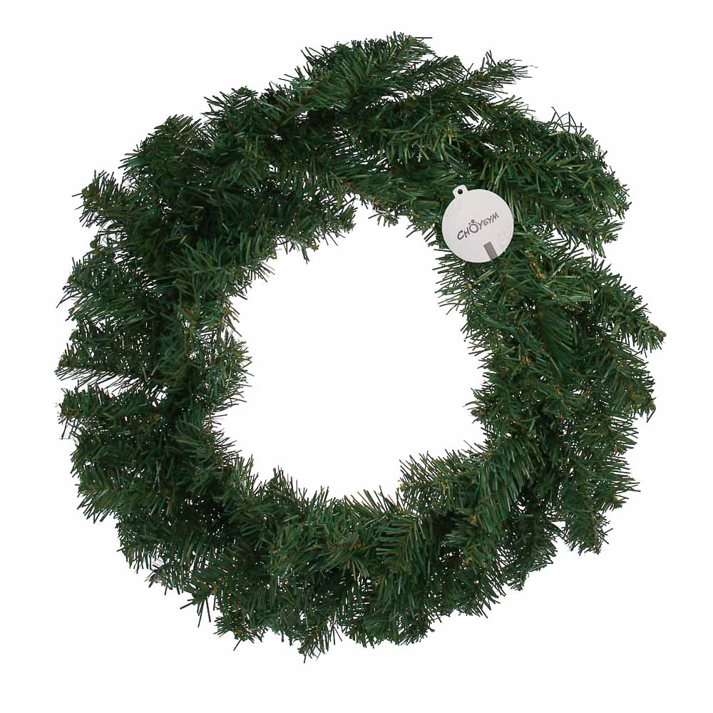 СНОУ БУМ Венок зеленый 50 см ПВХ, 100 веток, 26-89 - #3