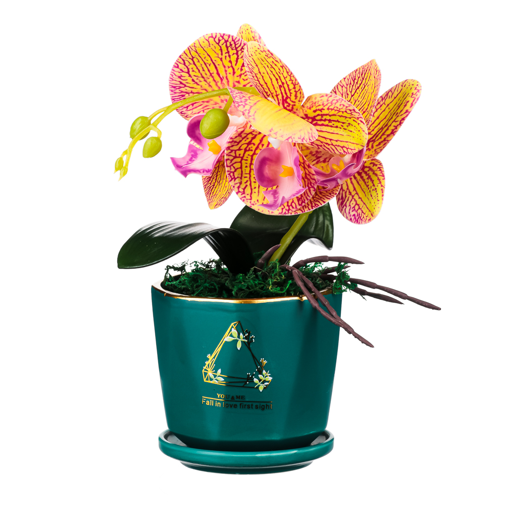 Цветочная композиция Ladecor "Орхидея", в керамическом кашпо - #2