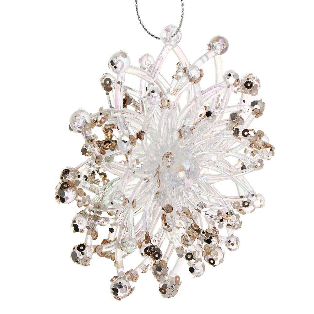 СНОУ БУМ Декоративная подвеска "Снежинка" 10 см, пластик, глиттер - #2