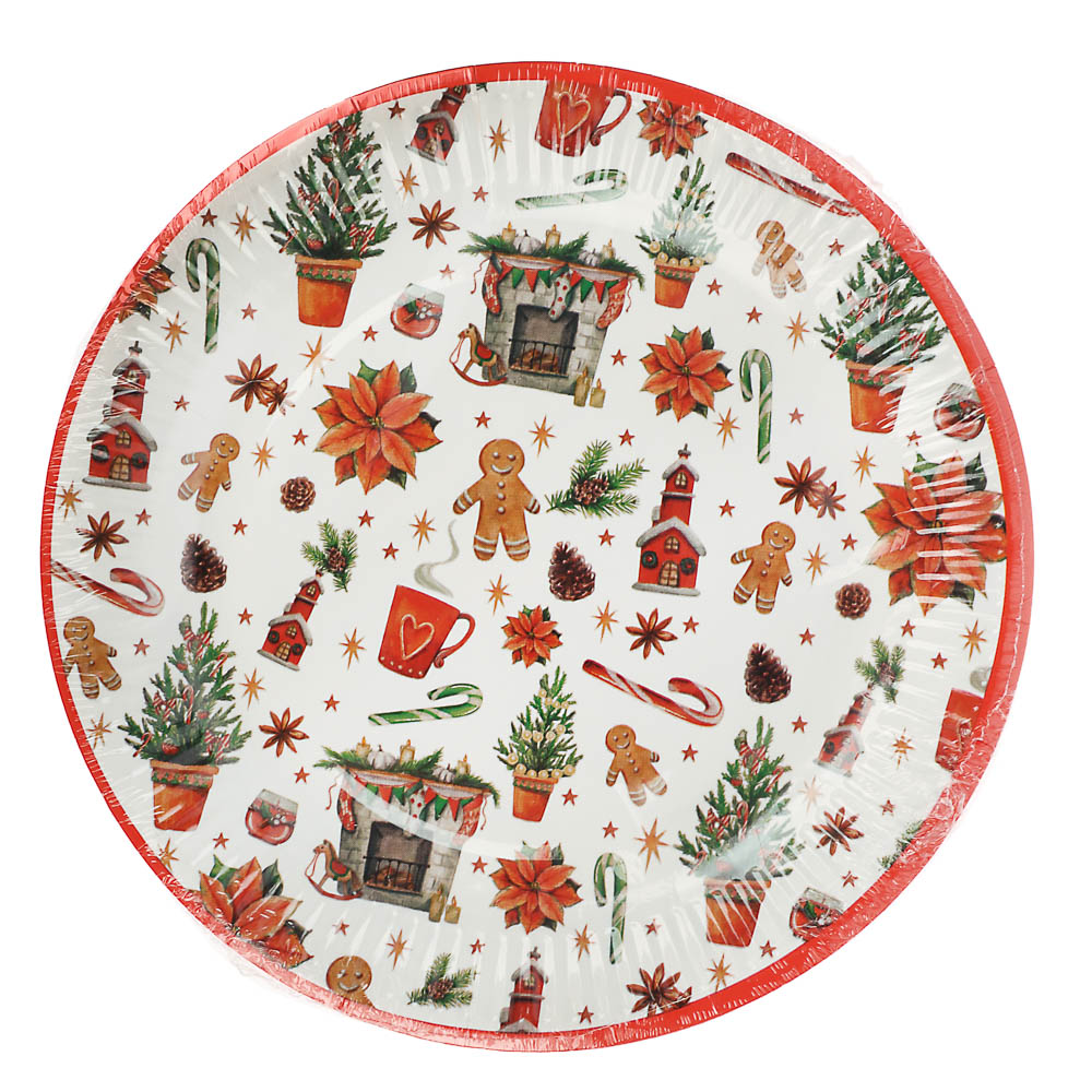 Набор бумажных тарелок Новогоднее настроение, 6 шт d=230 мм - #4