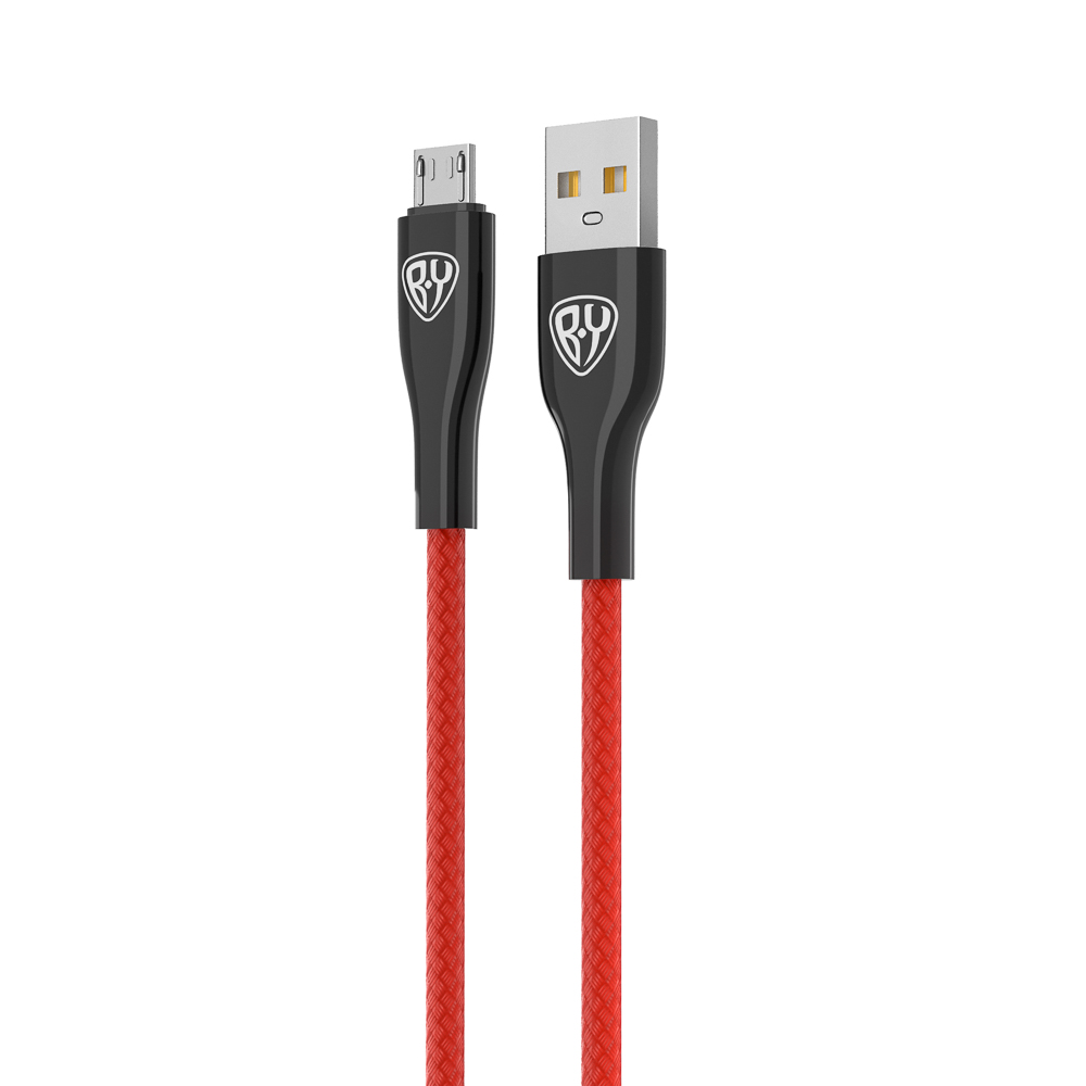 BY Кабель для зарядки Smart Micro USB, 1м, 3A, Быстрая зарядка QC 3.0, тканевая оплетка, красный - #3