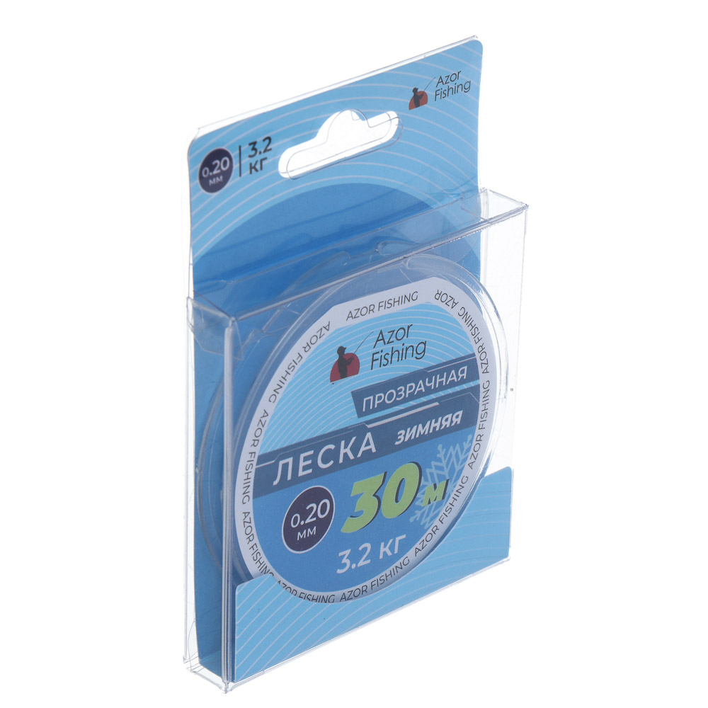 Леска зимняя тм AZOR FISHING, 30м, 0,20мм, 3,2 кг, прозрачная - #3