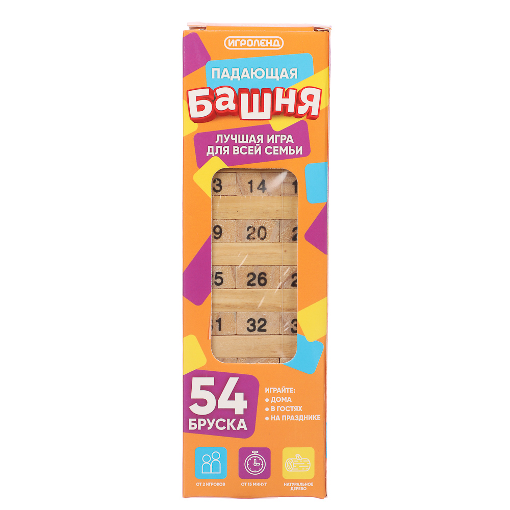 ИГРОЛЕНД Настольная игра "Падающая башня", дерево, 5,5х5,5х18,5см - #4
