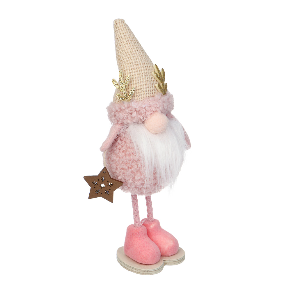 СНОУ БУМ Сувенир Гном 5x6x18 см, полиэстер, коричневый, розовый, 4 вида - #3