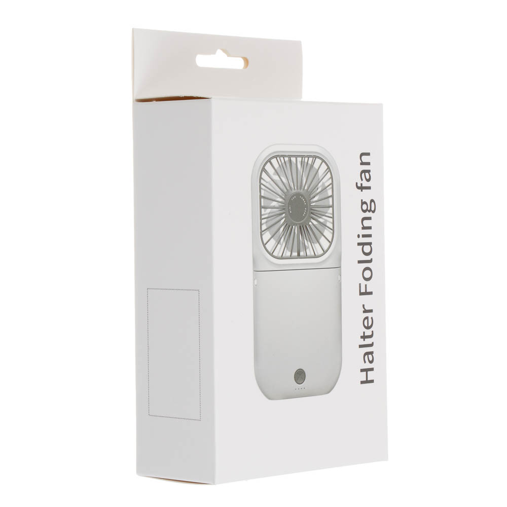 Вентилятор ручной складной с пауэрбэнком тм LEBEN 3.7в/1200мАч, USB-кабель, белый - #2