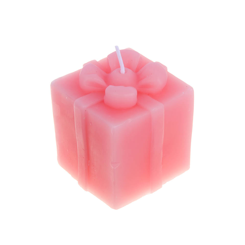 LADECOR Свеча ароматическая в виде подарка 6,5см, парафин, 2 цвета, аромат фрезия  розовый, голубой - #2