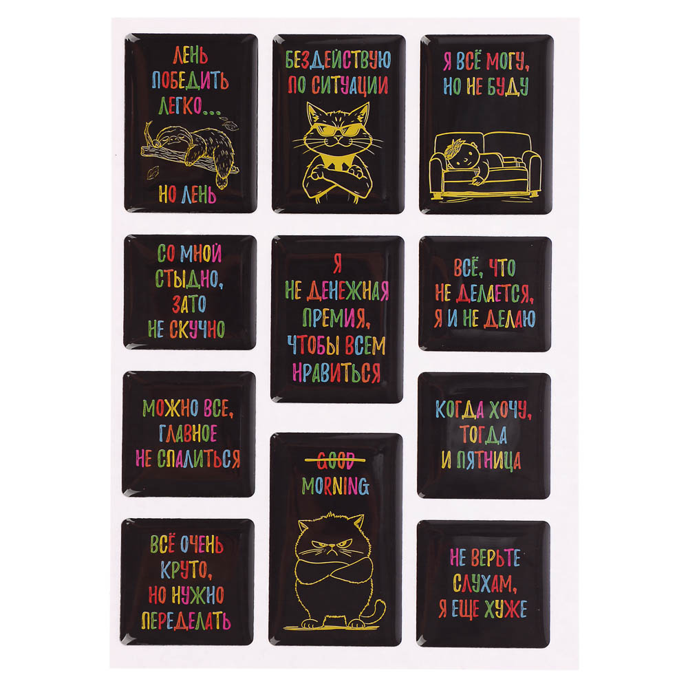 Наклейки эпоксидные Фразы 4 в ассортименте - #10