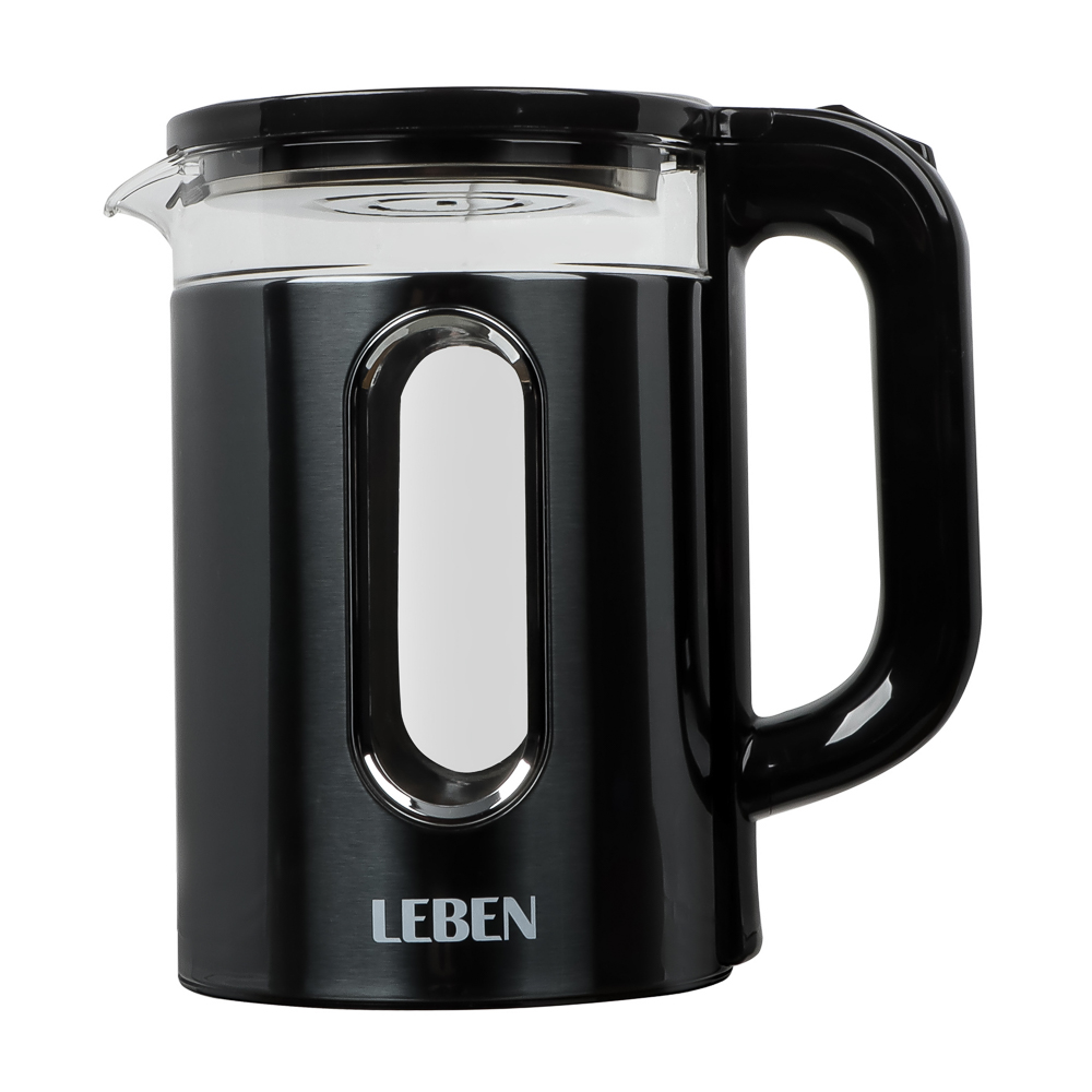 LEBEN Чайник электрический 1,8л, 1500Вт, стеклянная колба, металл, пластик, серый - #4