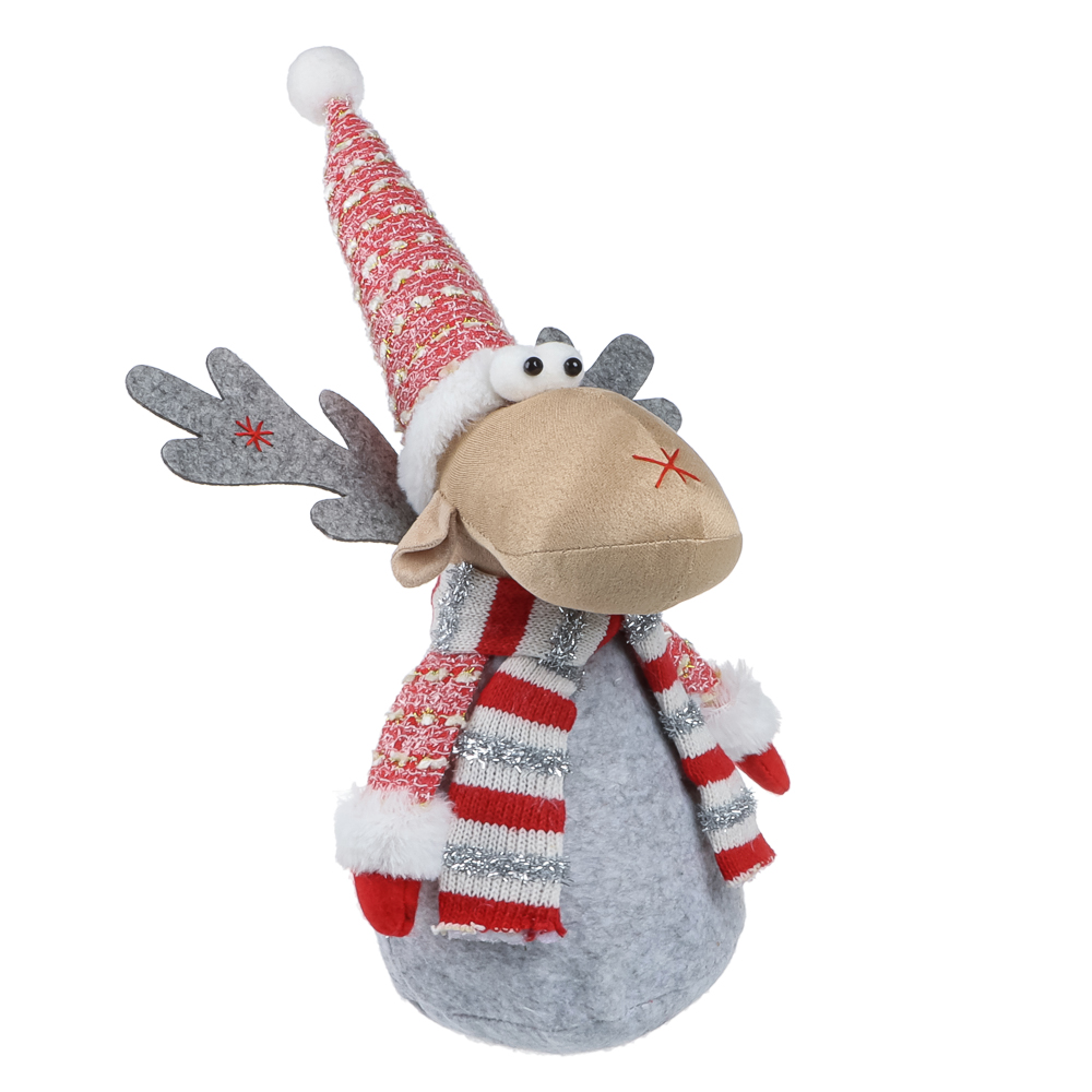 СНОУ БУМ Фигура декоративная "Лось" 39 см, полиэстер, красный, серый - #1