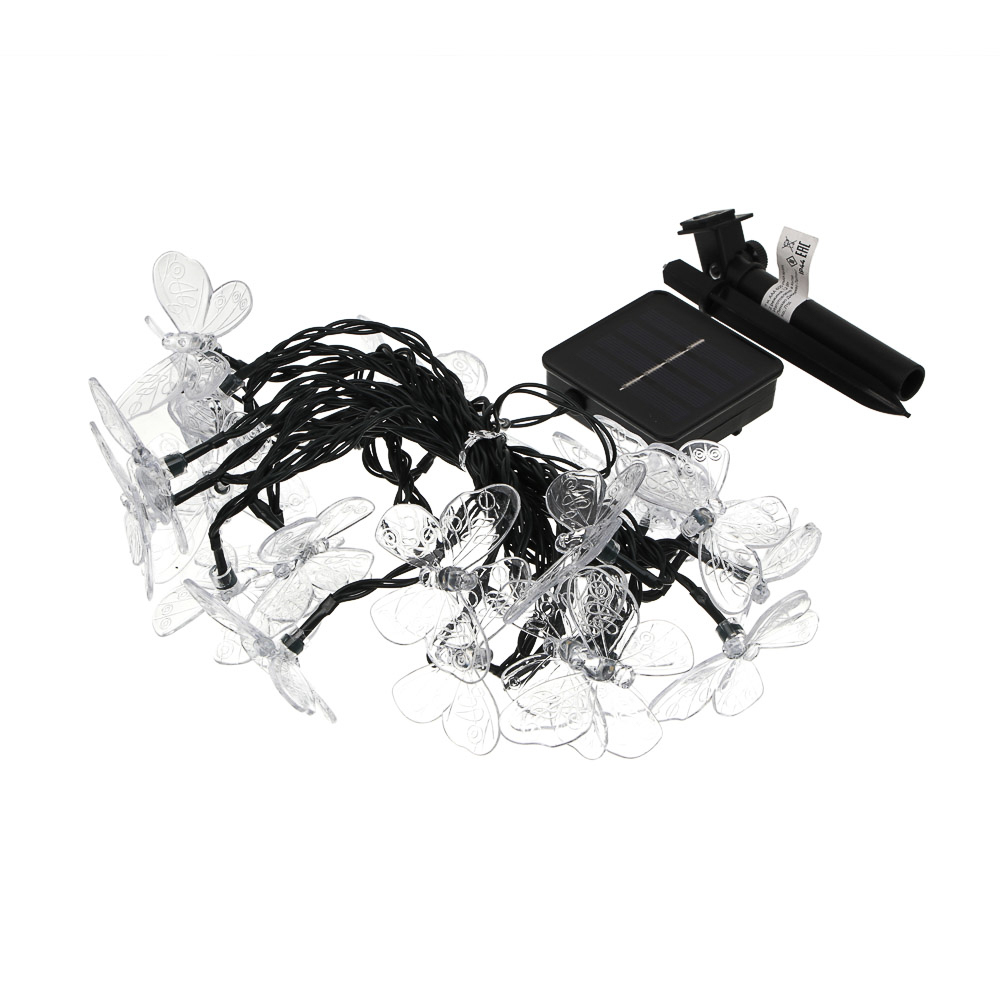 Гирлянда на солн. батар. тм INBLOOM Бабочки,7м, 25LED, шампань, AAA 600mAh Ni-MH, 2 реж., ABS,PVC,PS - #2