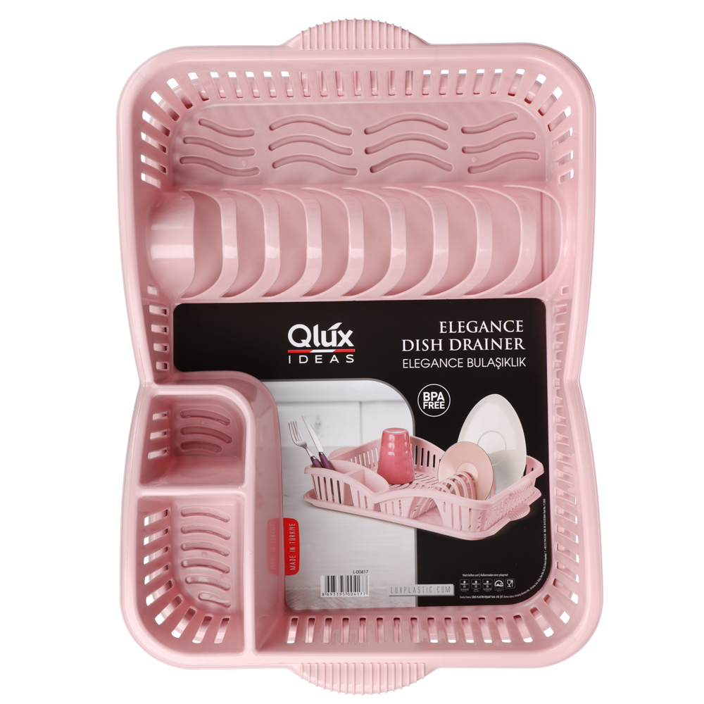 QLUX Сушилка для посуды с отсеком для столовых приборов и поддоном, пластик, 2 цвета - #6