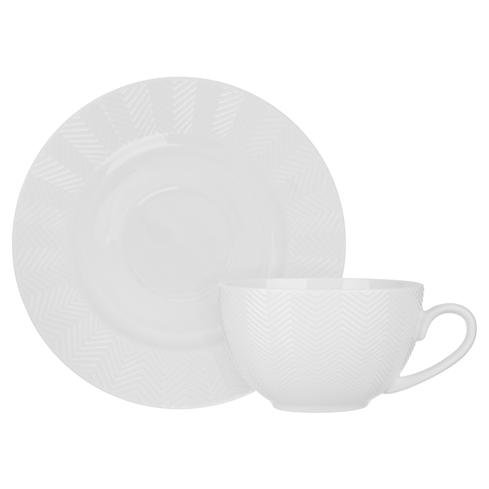 Набор чайный 2 пр., 230мл, MILLIMI, белый рельеф, фарфор - #5