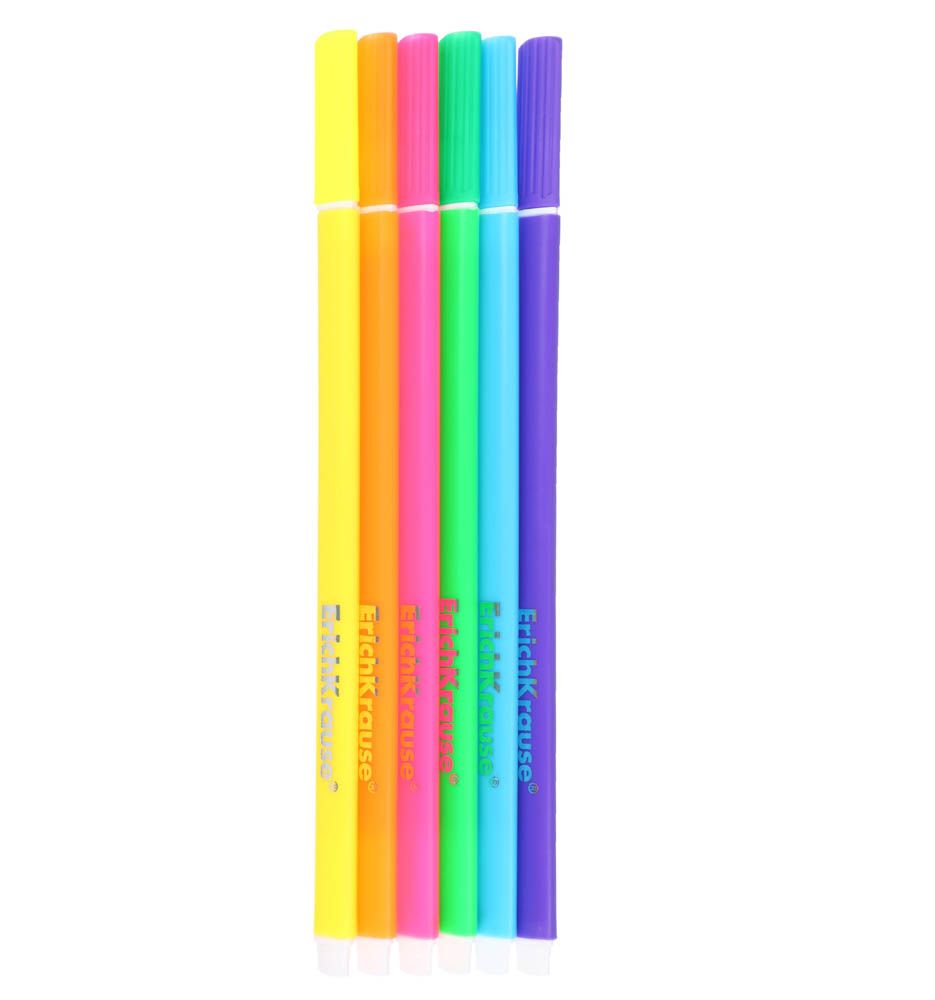 Erich Krause Набор линеров "Неон", 6 цветов, 0,4 мм, пластик, пенал - #2