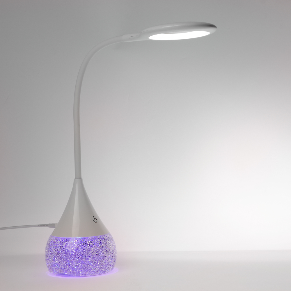 BY Светильник переносной настольный Глиттер,16LED,5Вт,300Лм,RGB,USB-C 5В,каб.1м, дим., пластик,белый - #12