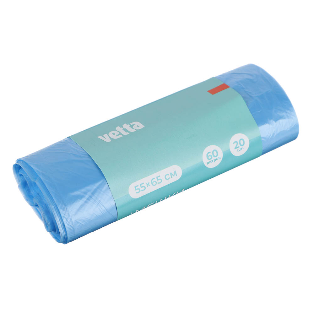 VETTA Мешки для мусора 60 л., 20 шт.,стандарт, синие, рулон - #1