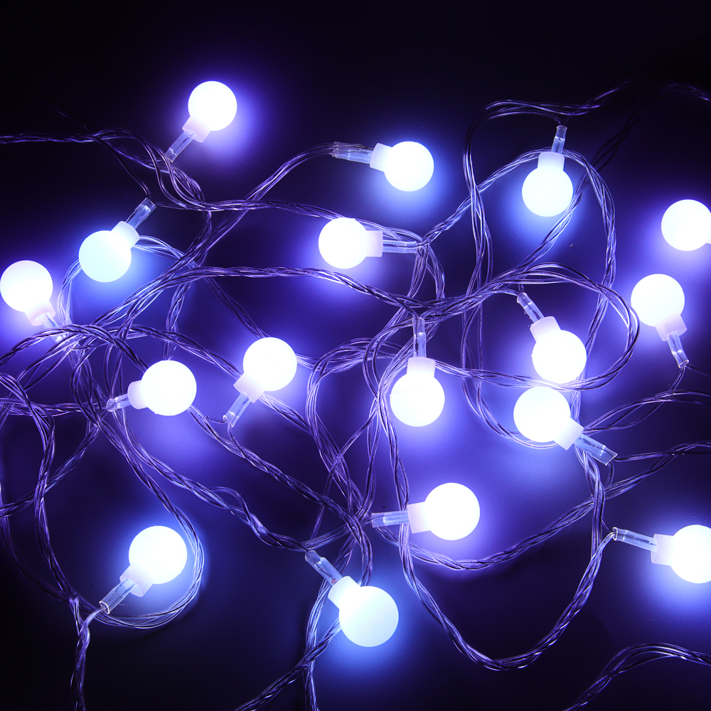СНОУ БУМ Гирлянда эл. вьюн 4м, 20LED, шар 1,6см, белый, пост. свечение, ПВХ прозрачный, 220В - #1