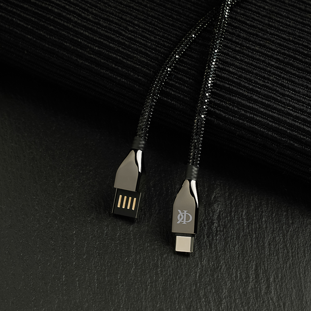 BY Ф.Киркоров Кабель для зарядки КРИСТАЛЛЫ iP, 1м, Быстрая зарядка 2.4А, 12W, черный - #11