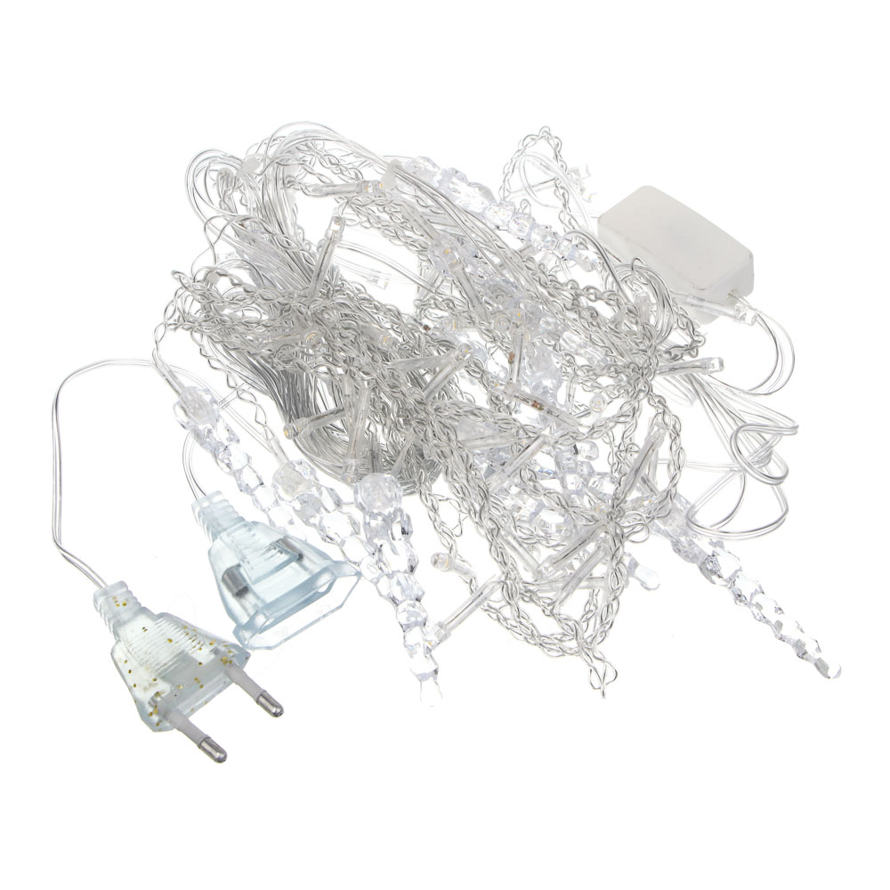 СНОУ БУМ Гирлянда эл. бахрома с сосульками 2.5x0.3х0.5x0.7м, 80LED, шампань, пост свеч,ПВХ проз,220В - #2