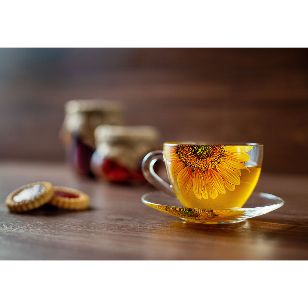 Чайная пара с декором (чашка + блюдце), стекло, в подарочной уп. - #7