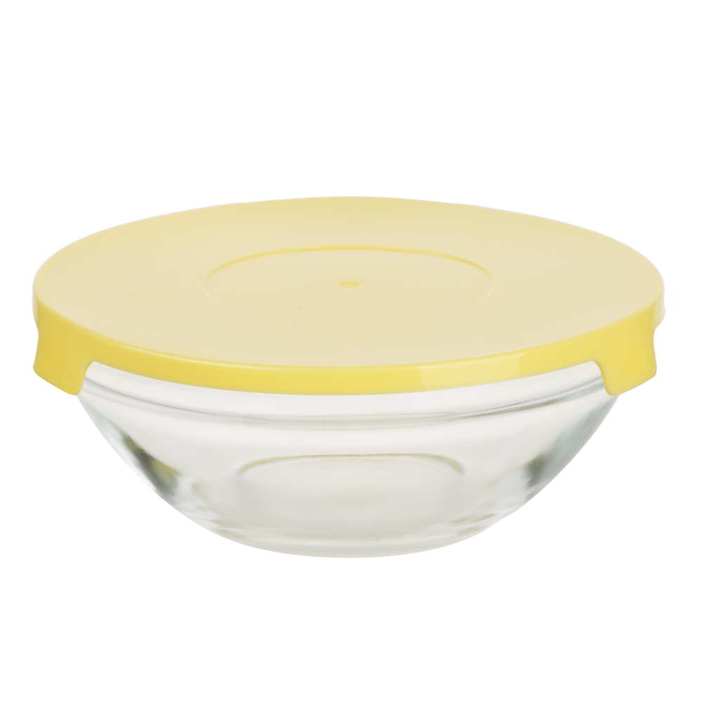 MILLIMI Набор салатников с крышкой 5 шт: 900/ 500/350/200/130 мл, стекло, пластик, желтый - #4