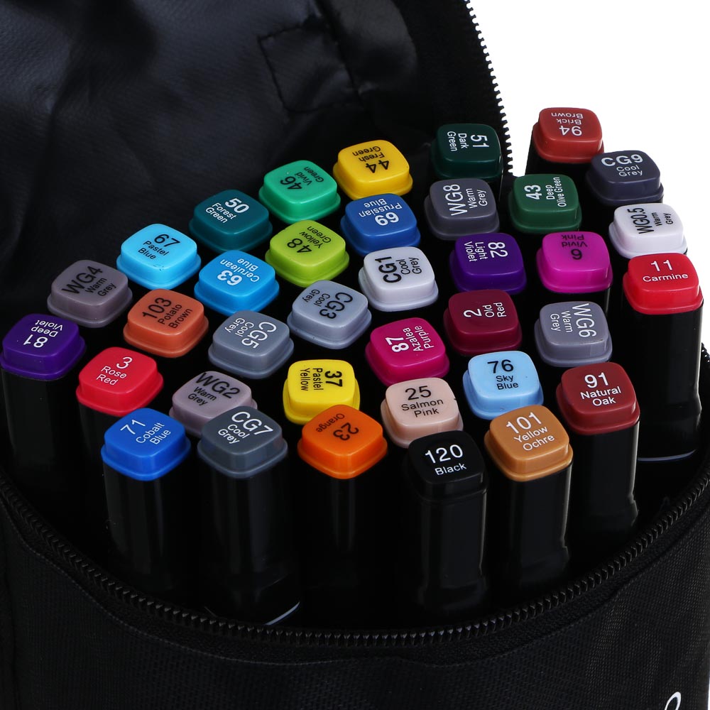 ClipStudio Набор маркеров для скетчинга, 36 цветов, 2-сторонний круг.наконечник/скошенный, чехол - #2