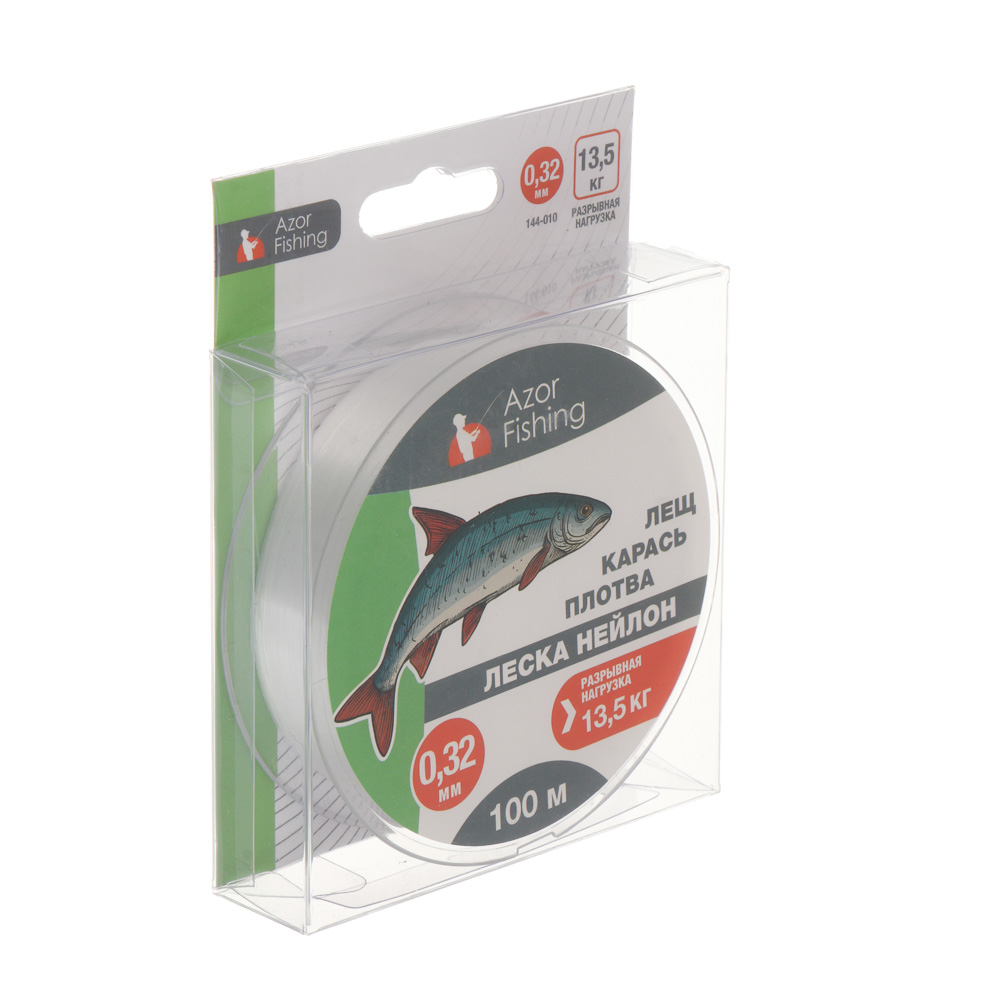Леска "Лещ, Карась, Плотва" тм AZOR FISHING, нейлон, 100м, 0,32мм, 13,5кг, прозрачный - #5