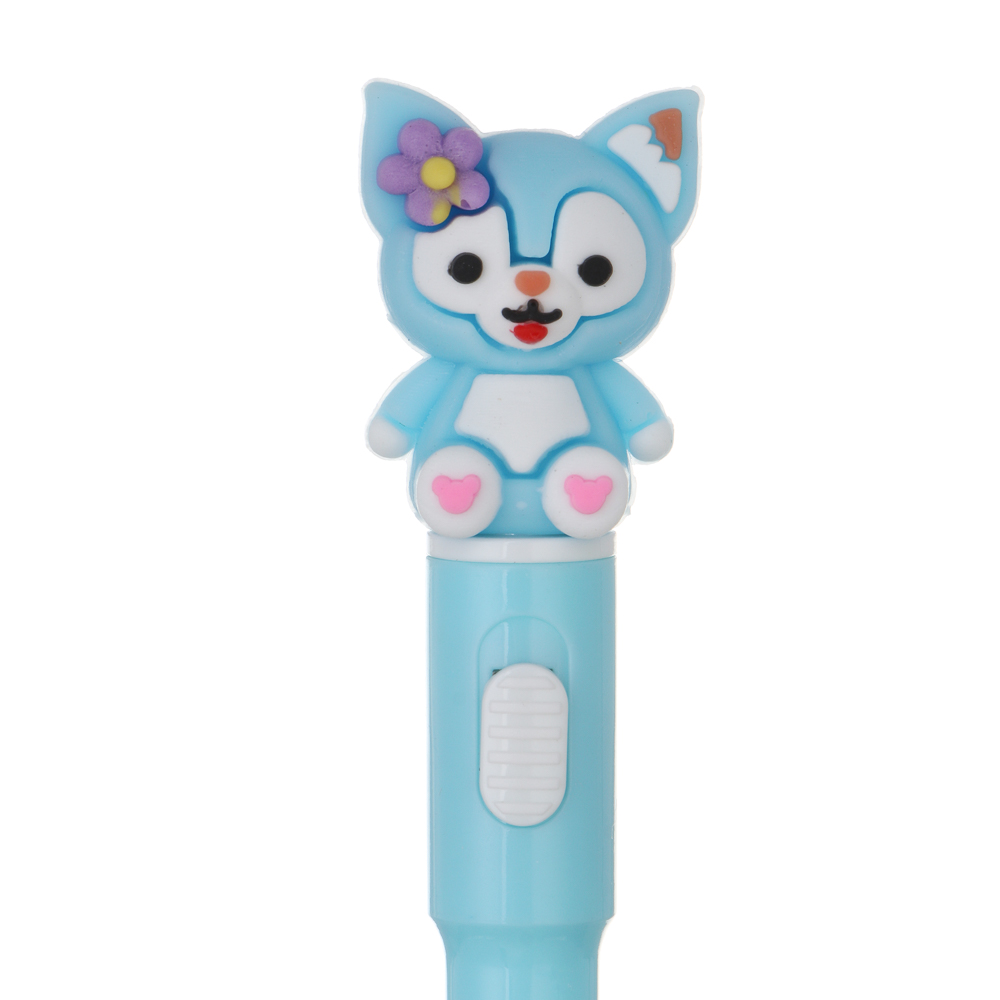 Ручка шариковая синяя 0,7мм, с LED подсветкой "Лисички", 3 вида - #5