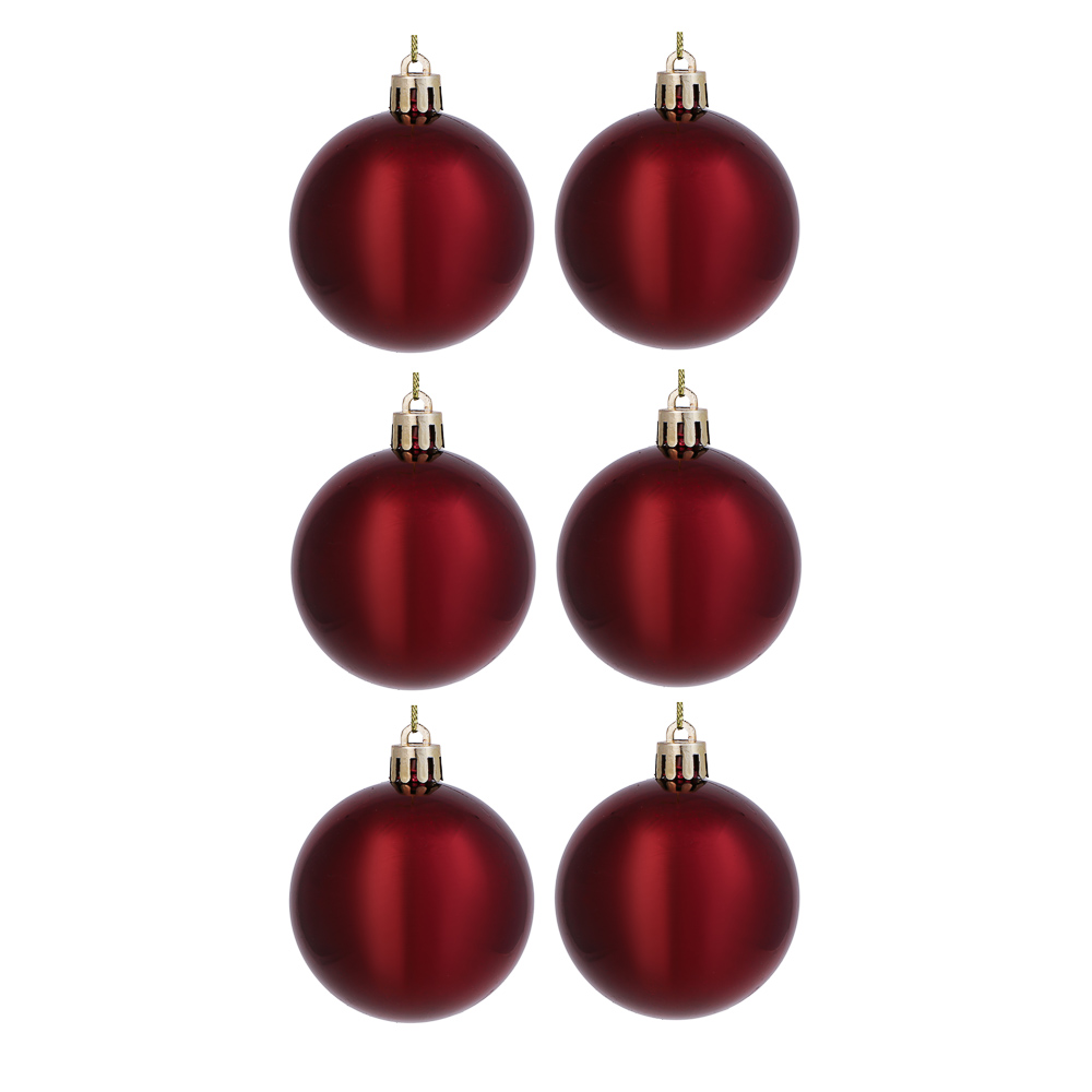 СНОУ БУМ Набор шаров 6шт 6см пластик, винный, 26-229 - #1