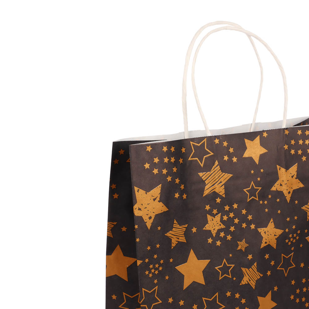 Пакет подарочный с кручеными ручками 24x10,5x32 см, "Звездное сияние" внутри белый - #3