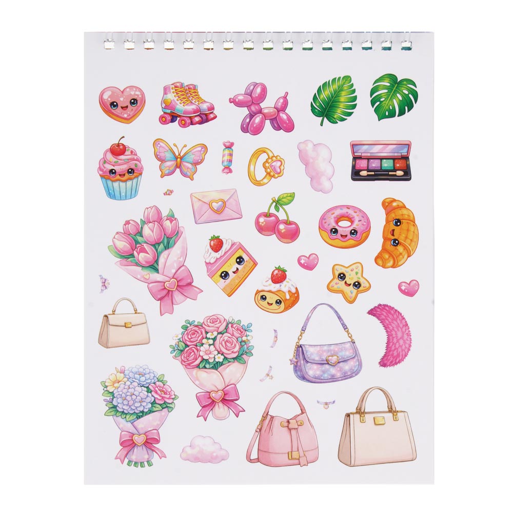 ХОББИХИТ Скетчбук для творчества с трафаретами, 20 л, картон, пластик, наклейки, 15х19х2см - #12