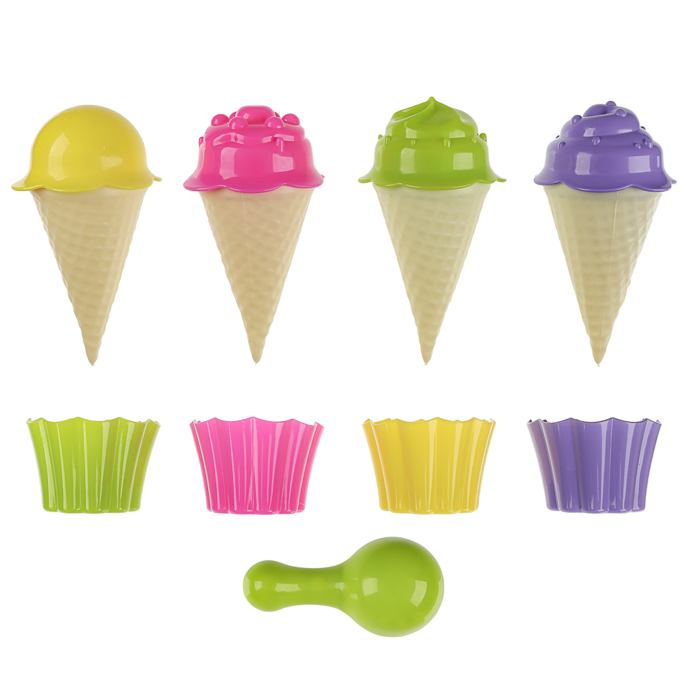 Набор формочек "Мороженое", ИГРОЛЕНД, 13 предметов, пластик, игрушка для детей 3+ - #2