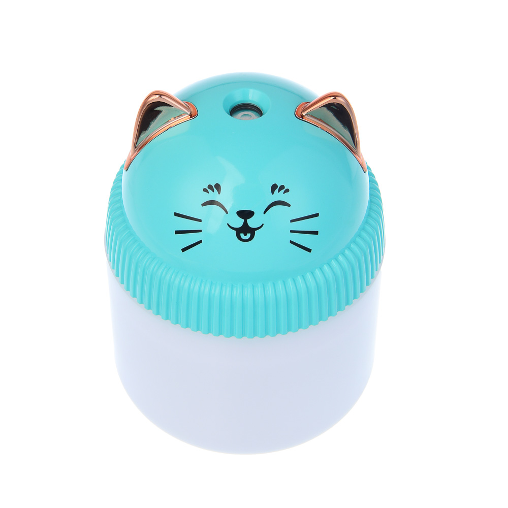 LEBEN Увлажнитель воздуха Котик, 220мл, подсветка, 11x8x8см, питание 5В/0.4А от USB, 2Вт - #3