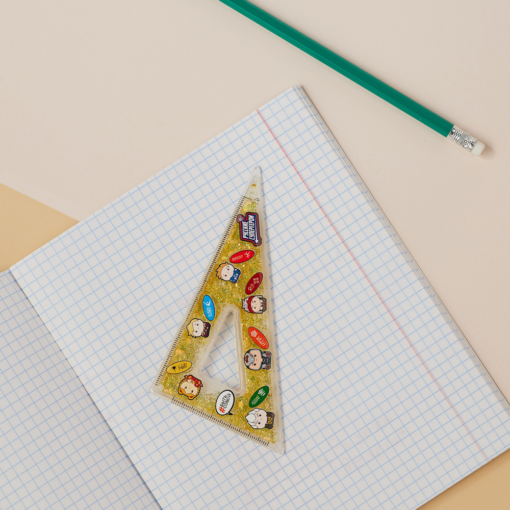 BY Русские Супергерои Угольник 10см, 30/60 градусов, принт, подвижные блестки в геле, "Кавай", 3 цв. - #13