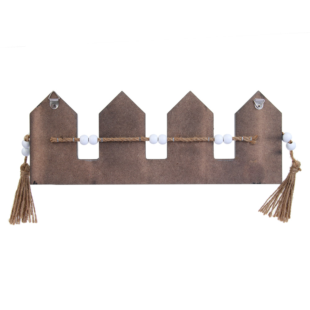 Ключница открытого типа HOME на 4 крючка, 32x3x11 см, МДФ, цвет черный - #4