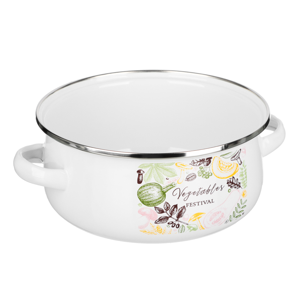 Набор эмалированных кастрюль со стекл. крышками, 4пр. (18/24см, 1,5/4л) "Овощной микс", индукция - #4