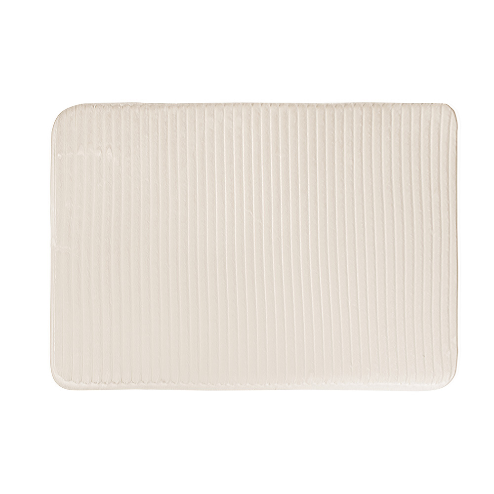 Коврик для ванной комнаты тм VETTA Talli, ворсовый полосатый флис 220г/м², 80х50см, молочный - #1