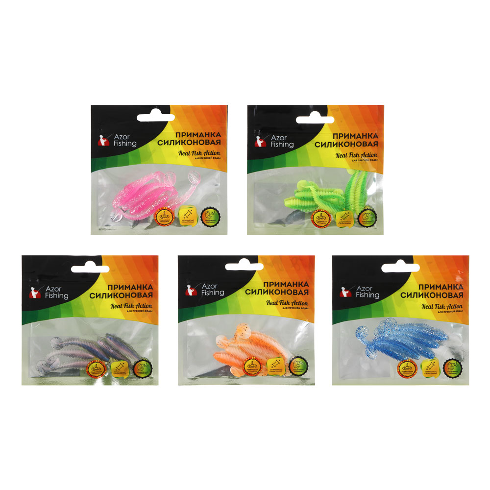 AZOR FISHING Приманка силиконовая 4,5см, 5шт, 5 цветов - #4