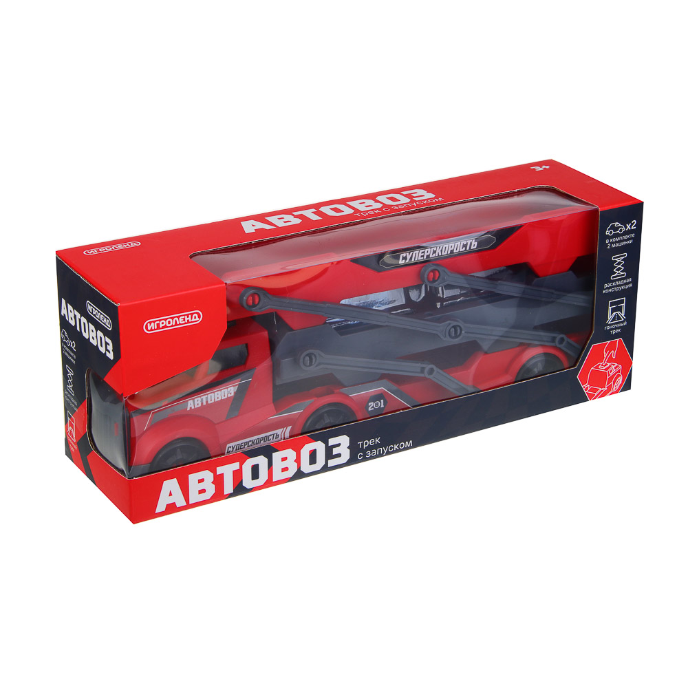 ИГРОЛЕНД Автовоз трек с запуском, РР, АБС, 28,5х8х10,5 см, 3 дизайна - #5