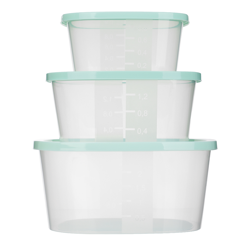 Набор квадратных контейнеров пищевых 3шт (0,9л; 1,55л; 2,65л), пластик - #3