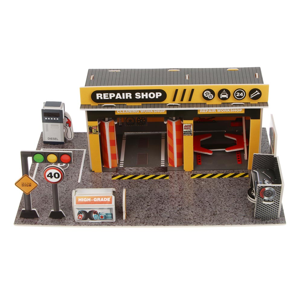 ИГРОЛЕНД Набор игровой "Сервисный центр", 2 машины, PP, металл, 24х21х4 см, 2 дизайна - #9