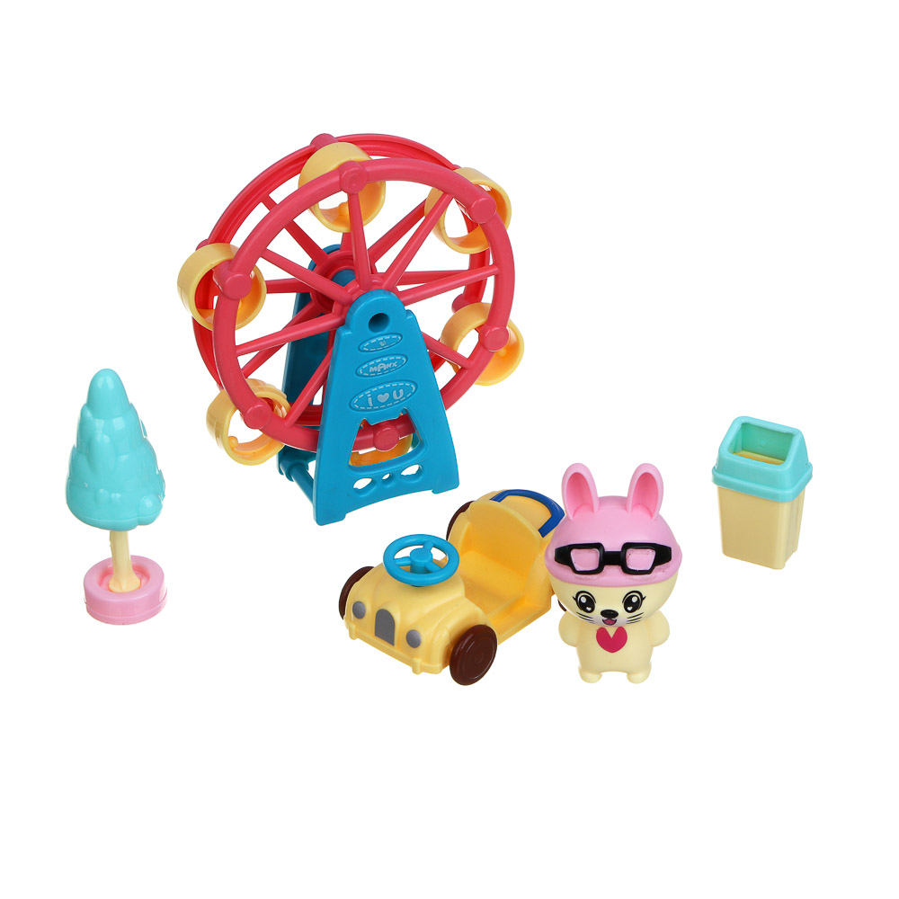 ИГРОЛЕНД Набор аксессуаров для питомца "Счастливая семья" Веселые зайчики, ABS,16,5х9х11,7см, 4 диз - #5